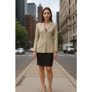 ESCADA Vintage Virgin Wool Single Breasted Blazer EU 36 Small Mother of Pearl